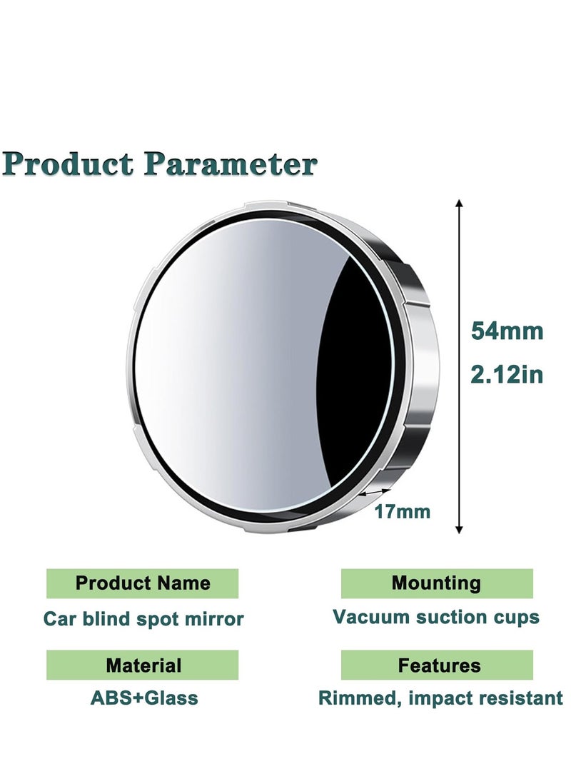 Generic 2 Pcs Blind Spot Mirrors, 360° Rotate Sway Silver Round Curved Convex Wide Angle Mirror, Waterproof HD Crystal Glass Blindspot Mirrors for Car, SUV Trucks Traffic Safety  - Image 3
