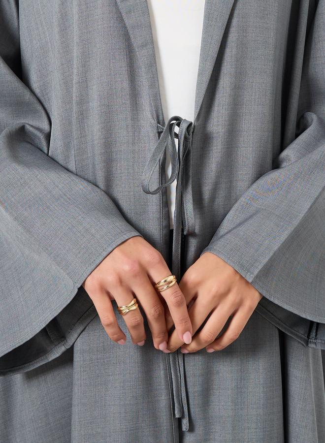 Amirah Melange Collar Winter Abaya with Tie-Up Detail - Image 4