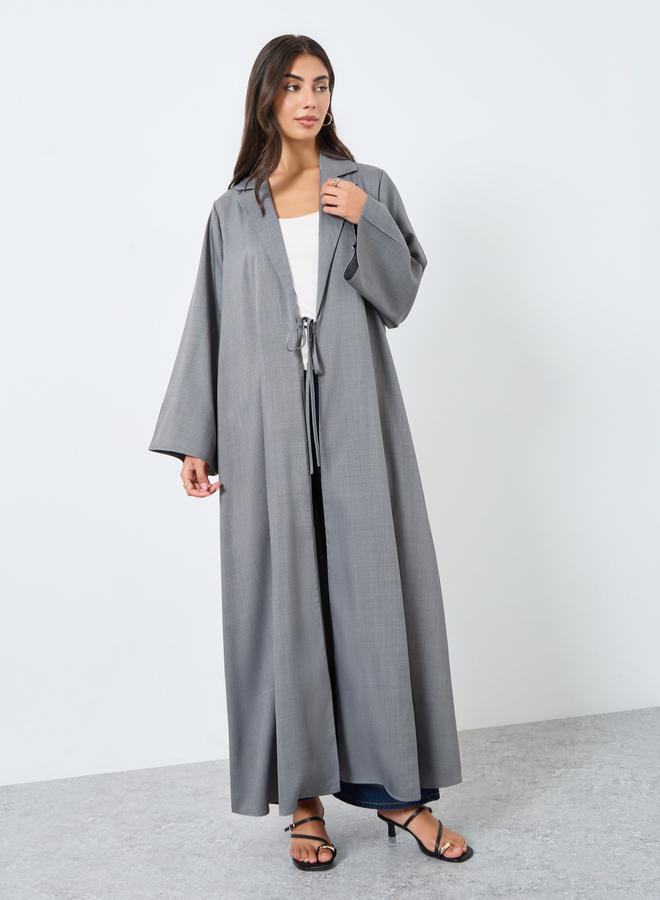 Amirah Melange Collar Winter Abaya with Tie-Up Detail - Image 2
