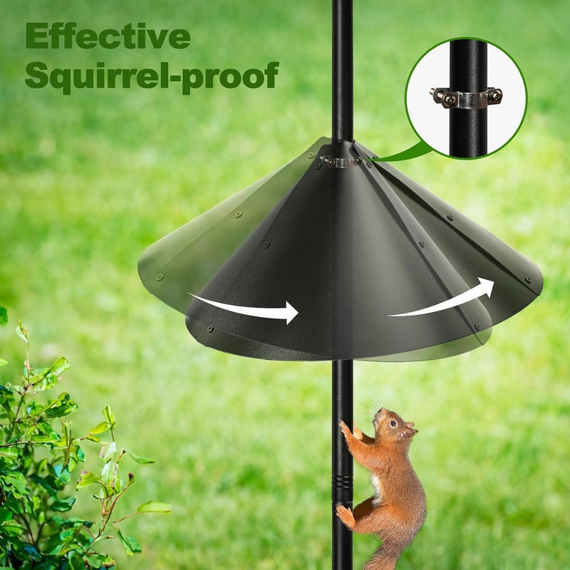 Bilantan Bird Feeder Pole 92 Inch, Birds Feeding Station Kit with Squirrel Proof Baffle,2 Shepherd Hooks, Birds Water Feeder, Heavy Duty Stand 5-Prong Anchor Feeding Station for Wild Bird Watching. - Image 5