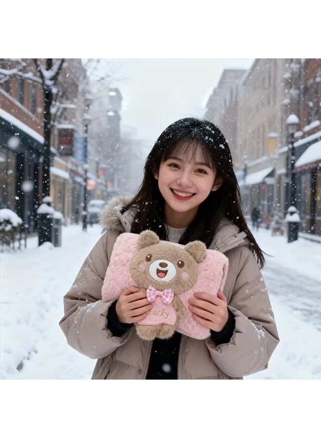 MOMENT Plush Hot Water Bottle - Large Heating Pad with Cute Teddy Bear-like & Smiling Face, -Grade Thermoregulation for, Warm Compress for Women &, Portable Heating Bag - Image 3