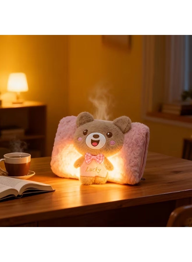 MOMENT Plush Hot Water Bottle - Large Heating Pad with Cute Teddy Bear-like & Smiling Face, -Grade Thermoregulation for, Warm Compress for Women &, Portable Heating Bag - Image 4