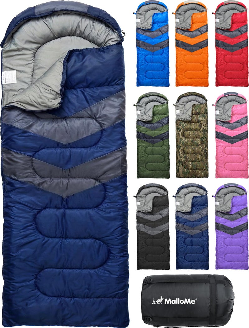 MalloMe Sleeping Bags for Adults Cold Weather & Warm - Backpacking Camping Sleeping Bag for Kids 10-12, Girls, Boys - Lightweight Compact Camping Essentials Gear Accessories Hiking Sleep Must Haves - Image 1