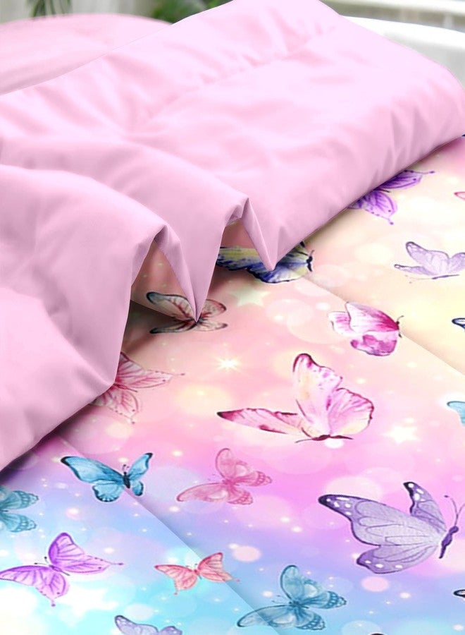 Pamnest Comforter Set Twin Size, Pink Blue Butterfly 5 Pcs Bedding for Kids and Adults, Purple Colorful Rainbow Bed Sheet Sets with Fitted Sheet Pillowcase & Sham - Image 5