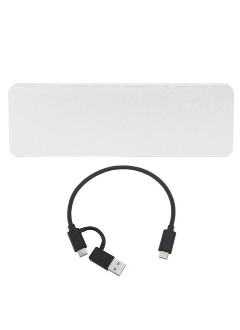 M.2 Nvme PCIE/NGFF SATA SSD Enclosure Dual Protocol SSD Enclosure Type-C Portable Aluminum Alloy Hard Drive Enclosure USB3.1 Gen2 High-Speed Transmission 10Gbps Tool-Free Hard Drive Enclosure with Type-C/A to Type-C Dual-Head Data Cable Silver