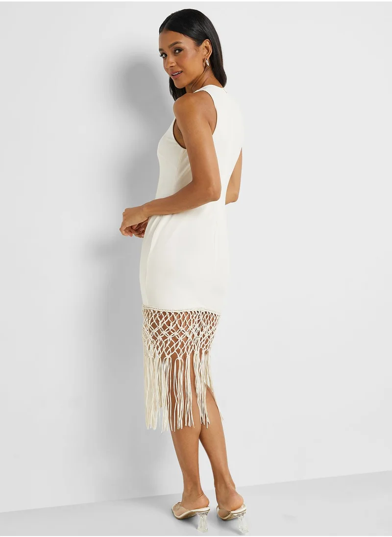 Lauren Ralph Lauren Fringe Hem Knitted Dress