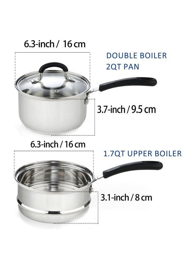 Cook N Home 02655 2 Quarts Silver-DOUBLE BOILER Stainless Steel  - Image 2