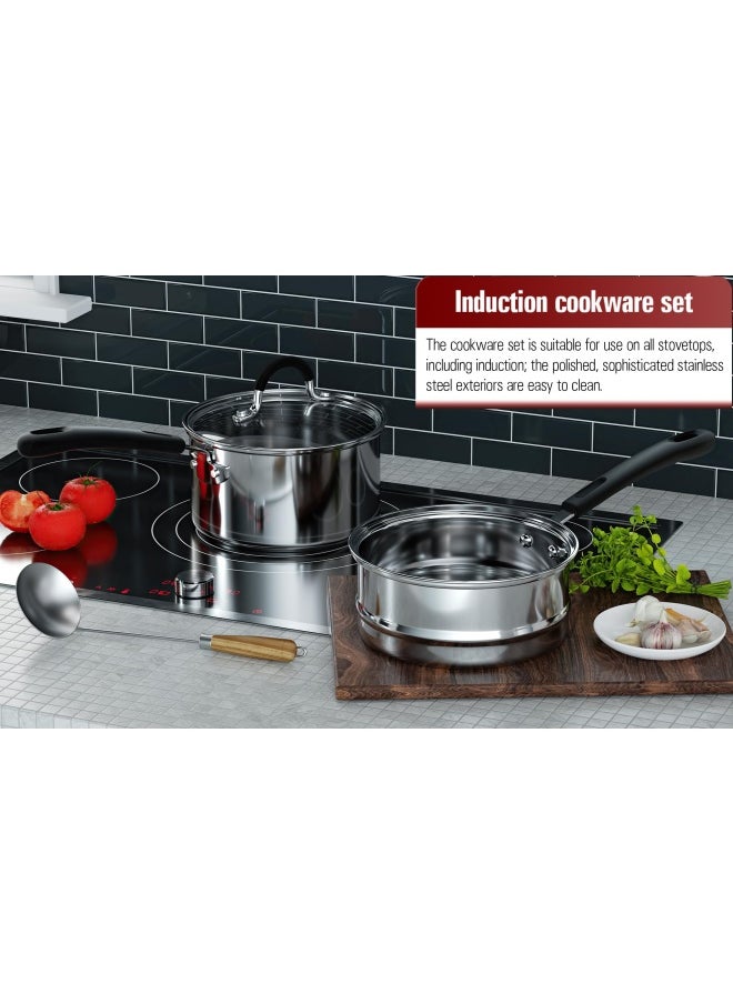 Cook N Home 02655 2 Quarts Silver-DOUBLE BOILER Stainless Steel  - Image 5