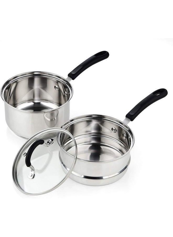 Cook N Home 02655 2 Quarts Silver-DOUBLE BOILER Stainless Steel  - Image 3