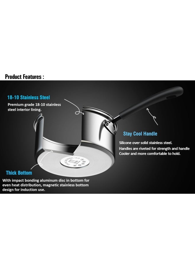Cook N Home 02655 2 Quarts Silver-DOUBLE BOILER Stainless Steel  - Image 4
