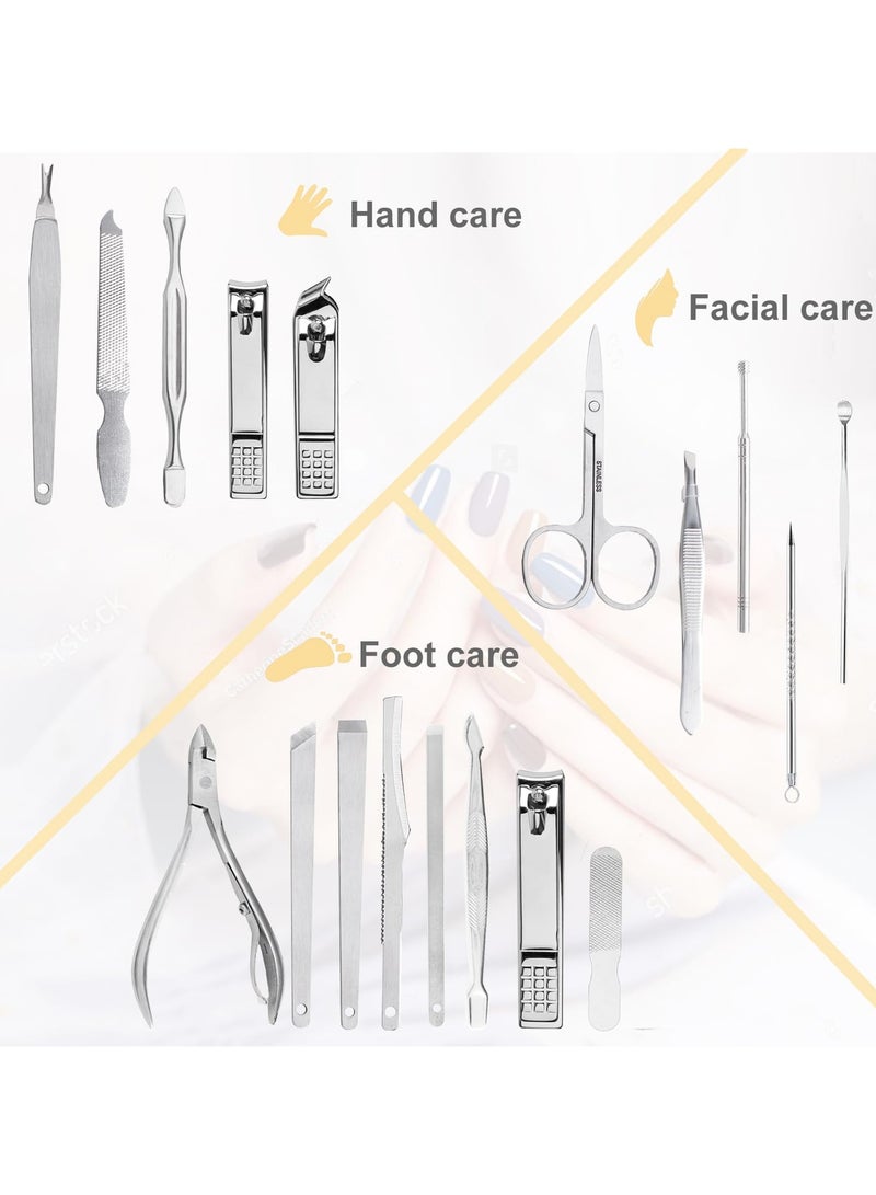 ATRJSZ Yougai Nail Clippers set for Men and Womens Gift Manicure Set 19 Pieces Stainless Steel Manicure Kit,Nail Care Tools with Luxurious Travel Case  - Image 2