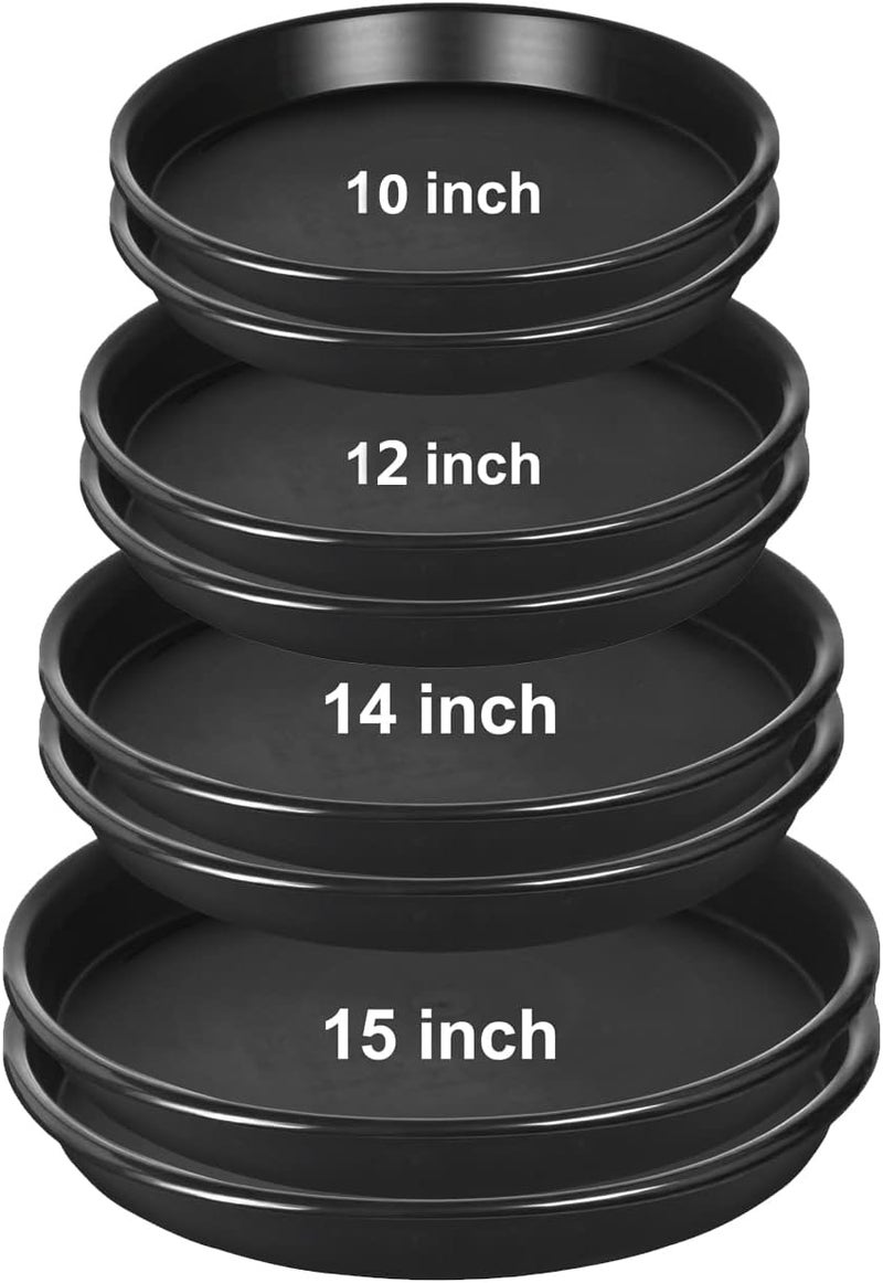 6 حزم من صحون النبات مقاس 12 و14 و15 بوصة، صحن نبات بلاستيكي، صواني تقطير، صحون نبات للاستخدام الداخلي والخارجي. (12+14+15 بوصة) - Image 1
