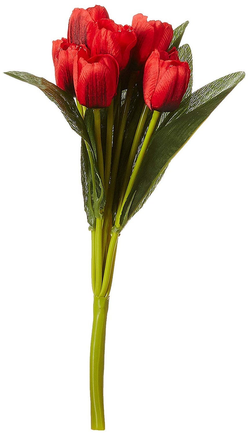 Fourwalls Beautiful Decorative Artificial Tulip Flower Bunch for Home décor (40 cm Tall, 9 Heads, Set of 3, Maroon) - Image 4