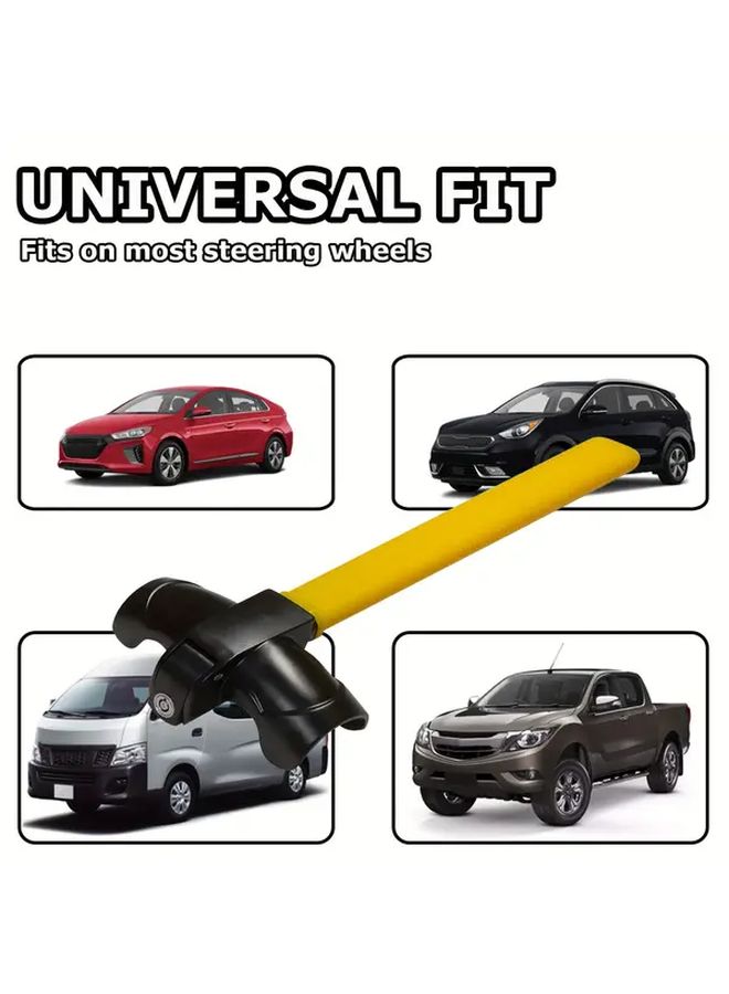 Yellow Heavy Duty Steering Wheel Lock For Trucks SUVs With 2 Keys Car Anti Theft Security Device Fits Most Vehicles No Drilling Required - Image 4