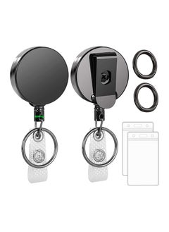 Generic 2 Pcs Heavy Duty Retractable Badge Holder Reel, Metal ID Badge Holder with Belt Clip Key Ring for Name Card Keychain  - Image 1