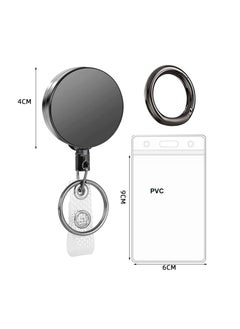 Generic 2 Pcs Heavy Duty Retractable Badge Holder Reel, Metal ID Badge Holder with Belt Clip Key Ring for Name Card Keychain  - Image 2