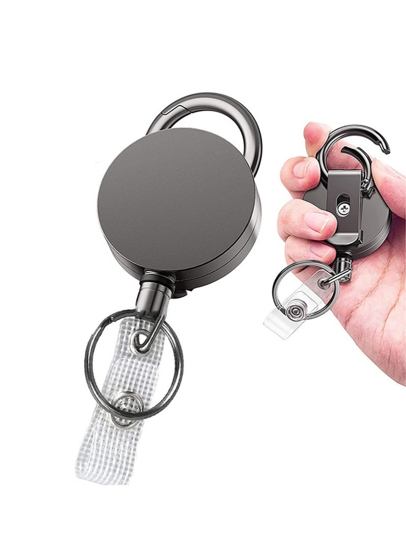Generic 2 Pcs Heavy Duty Retractable Badge Holder Reel, Metal ID Badge Holder with Belt Clip Key Ring for Name Card Keychain  - Image 3