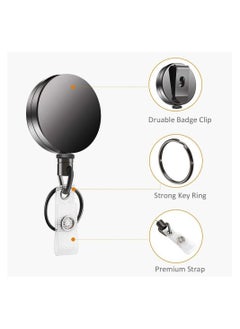 Generic 2 Pcs Heavy Duty Retractable Badge Holder Reel, Metal ID Badge Holder with Belt Clip Key Ring for Name Card Keychain  - Image 4
