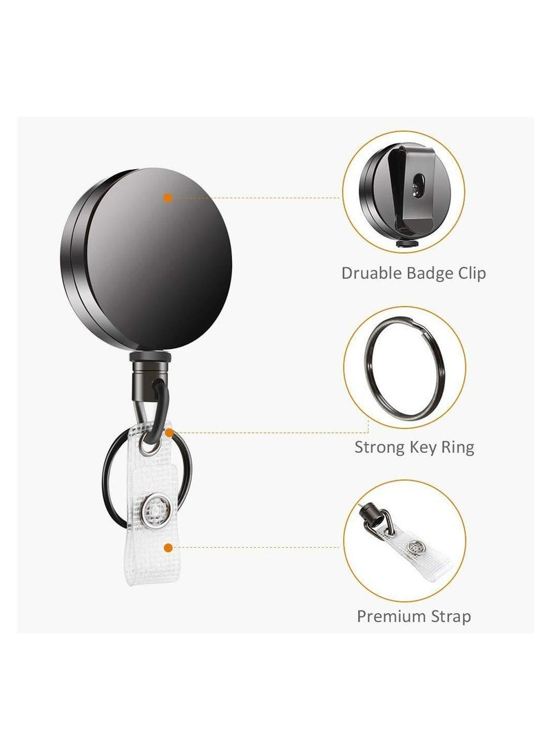 Generic 2 Pcs Heavy Duty Retractable Badge Holder Reel, Metal ID Badge Holder with Belt Clip Key Ring for Name Card Keychain  - Image 4