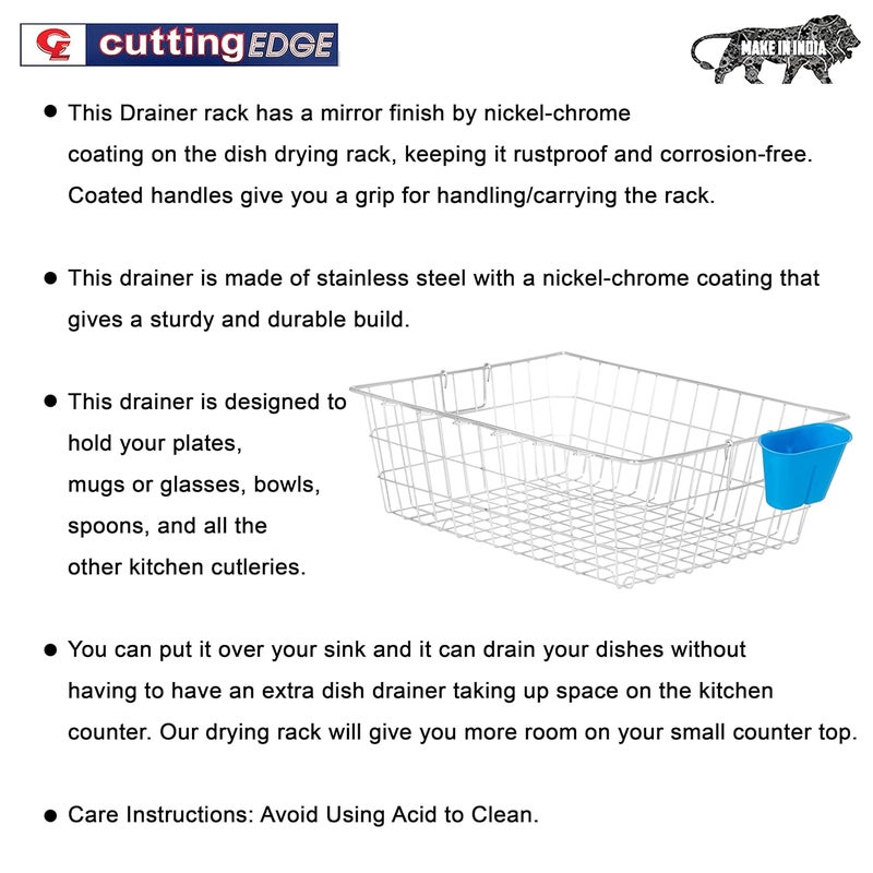 Cutting EDGE Stainless Steel Heavy Duty Dish Drainer Pro Basket Small 51 x 41 x 198 CM for Kitchen Utensils SS Bartan Plate Drying Rack Stand - Image 3