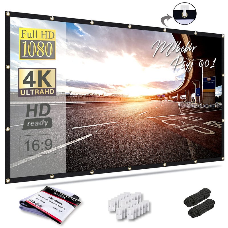 Mdbebbron 120 inch Projector Screen 16:9 Foldable Anti-Crease Portable Projector Movies Screens for Home Theater Outdoor Indoor Support Double Sided Projection - Image 1