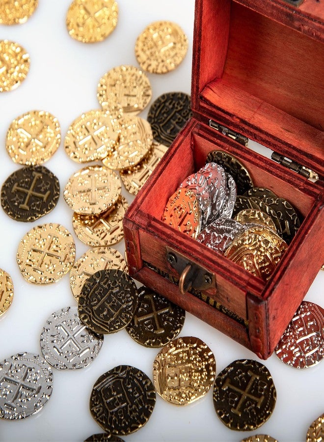 v2croft 50 Metal Pirate Coins, Silver Treasure Coin Set, Metal Replica Spanish Doubloons for Board Games Tokens, Kids Cosplay Pirate Party Treasure Chest Coin (1.18'') - Image 4