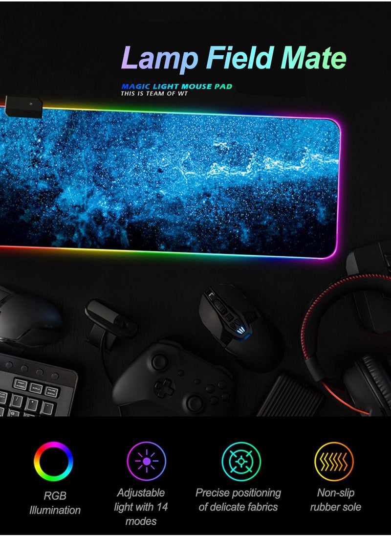 FlashHawk RGB Gaming Mouse Pad, 14 LED Modes Extended Large Table Desk, Mat Mousepad for PC Computer MacBook , Keyboard Mat, Anti-Slip, 800*300mm Size  - Image 3