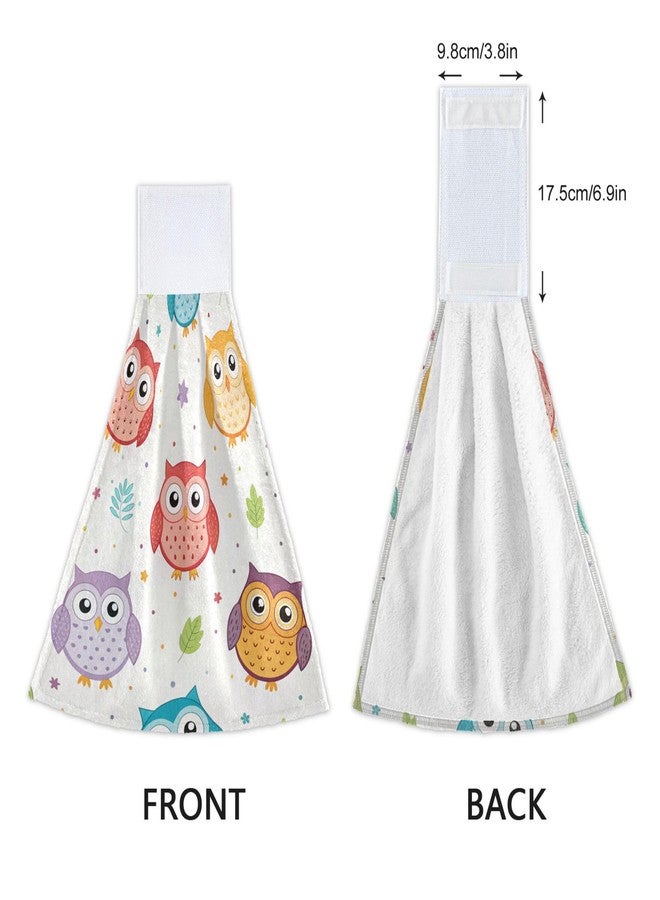 Kigai Owl Kitchen Hanging Towels Set of 2, Absorbent Hand Tie Towels Tea Bar Dishcloths Dry Towels for Kitchen Bathroom Home Decor, 12 x 17 Inch - Image 3