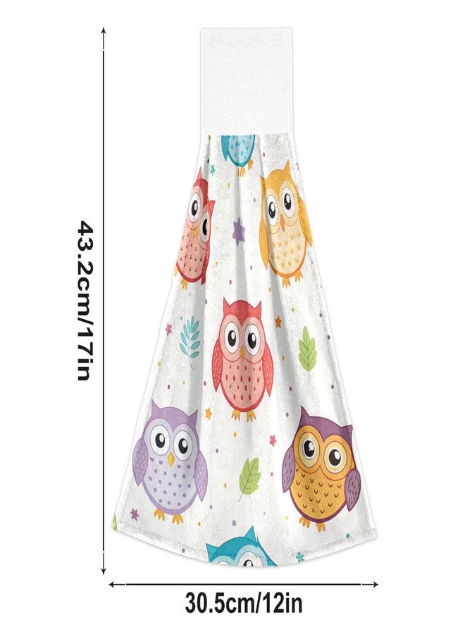 Kigai Owl Kitchen Hanging Towels Set of 2, Absorbent Hand Tie Towels Tea Bar Dishcloths Dry Towels for Kitchen Bathroom Home Decor, 12 x 17 Inch - Image 2