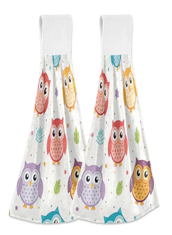 Kigai Owl Kitchen Hanging Towels Set of 2, Absorbent Hand Tie Towels Tea Bar Dishcloths Dry Towels for Kitchen Bathroom Home Decor, 12 x 17 Inch - Image 1