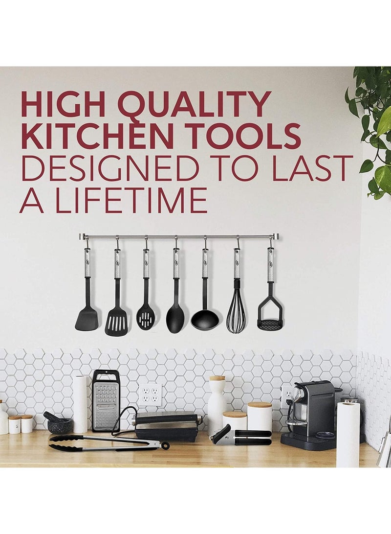 Kitchen Utensils Set - 25 PCS Nylon Cooking Utensils Set, Kitchen Spatula Set with Stainless Steel Handles - Heat Resistant Non-Stick Kitchen Tools - Black Kitchen Utensil Set  - Image 5
