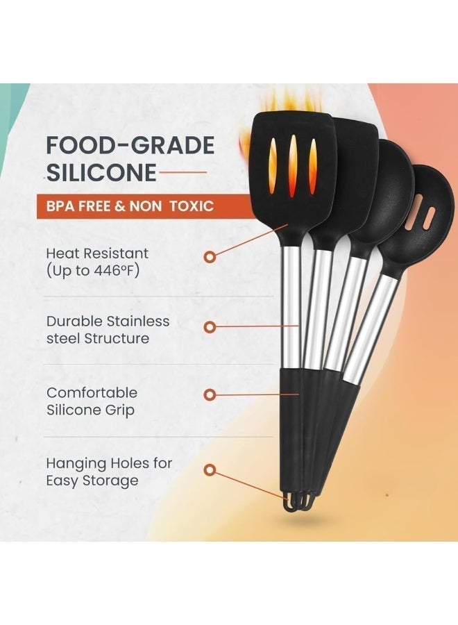 Kitchen Utensils Set 23 Pcs Silicone Cooking Utensils Set - Can Opener, Masher, Turner, Spatula 446°F Heat Resistant Non-Stick - Image 3