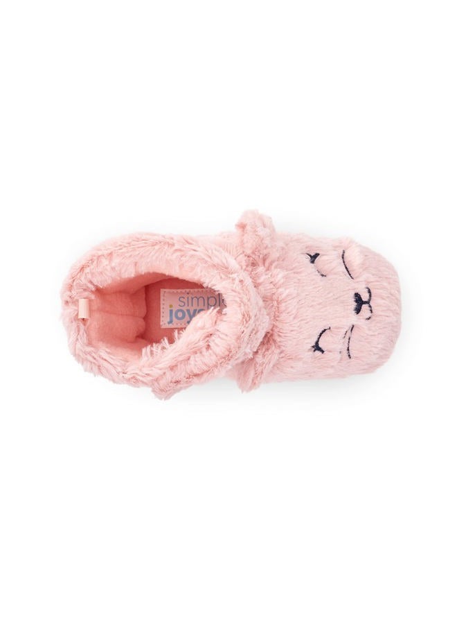 Simple Joys by Carter's Baby High Top Slippers, Pink, Bunny, 3X-Small Unisex Infant - Image 4