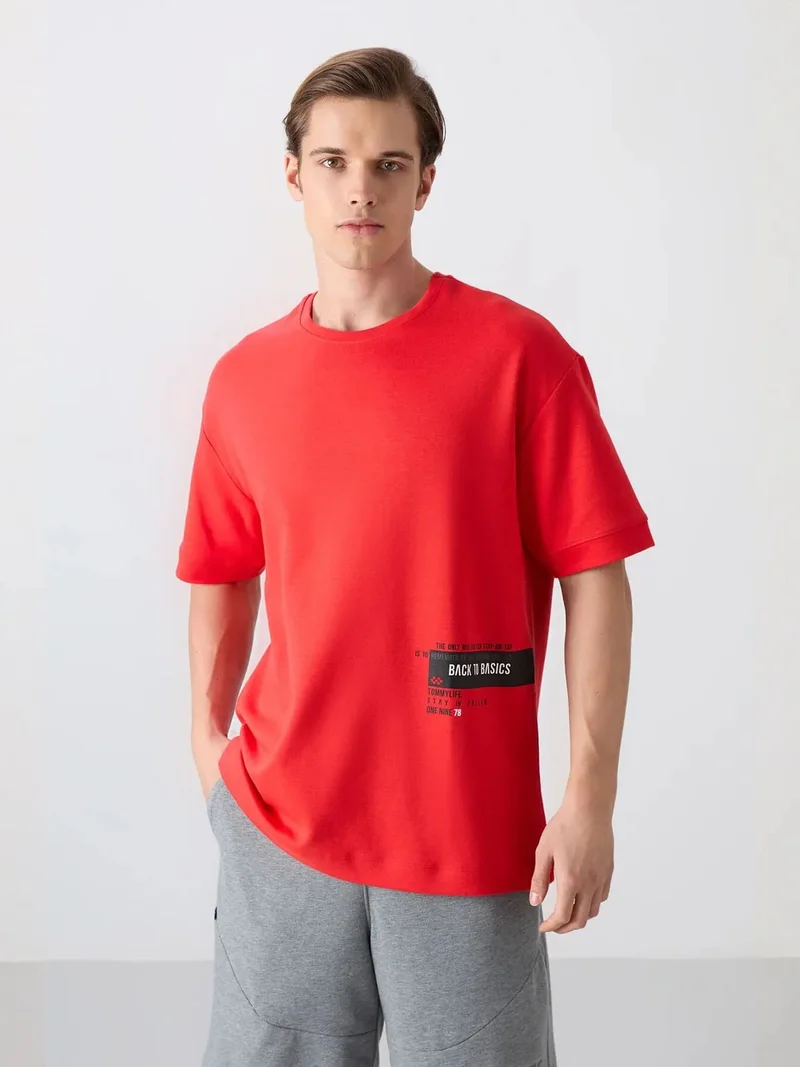 تومي لايف TOMMY Oversized Cotton-Blend Crew Neck T-Shirt