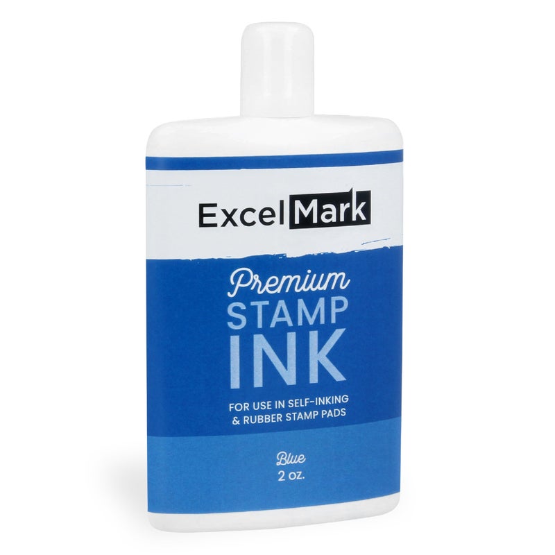 ExcelMark Self Inking Stamp Refill Ink - 2 oz. - Blue Ink - Image 1