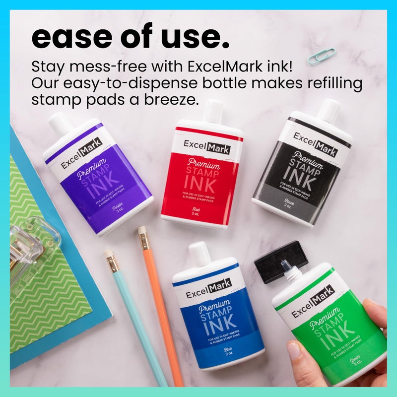ExcelMark Self Inking Stamp Refill Ink - 2 oz. - Blue Ink - Image 5
