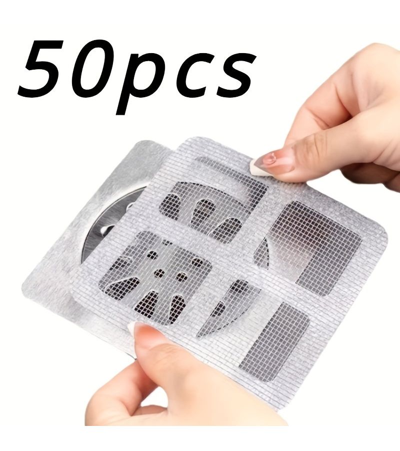 50 White Hair Catcher Drain Stickers 30 Plus 20 Free Prevent Clogs Shower Stopper Easy to Use - Image 1