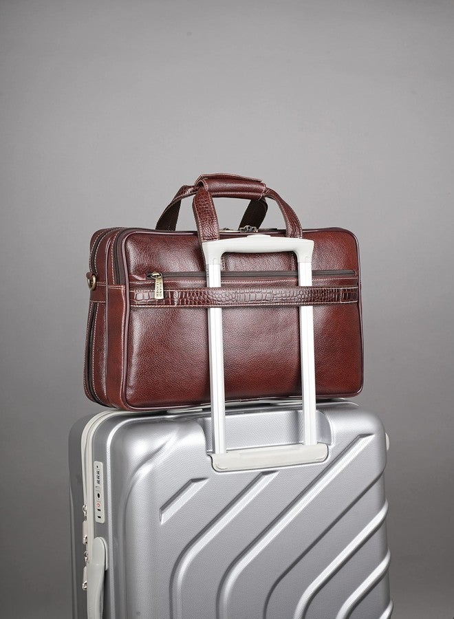 BRAND LEATHER Mens 15.6 Inch Expandable Laptop Messenger Bag, Brown - Image 2