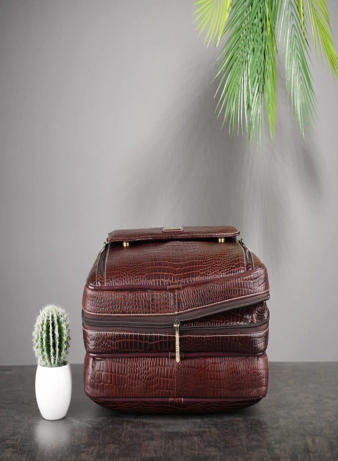 BRAND LEATHER Mens 15.6 Inch Expandable Laptop Messenger Bag, Brown - Image 4