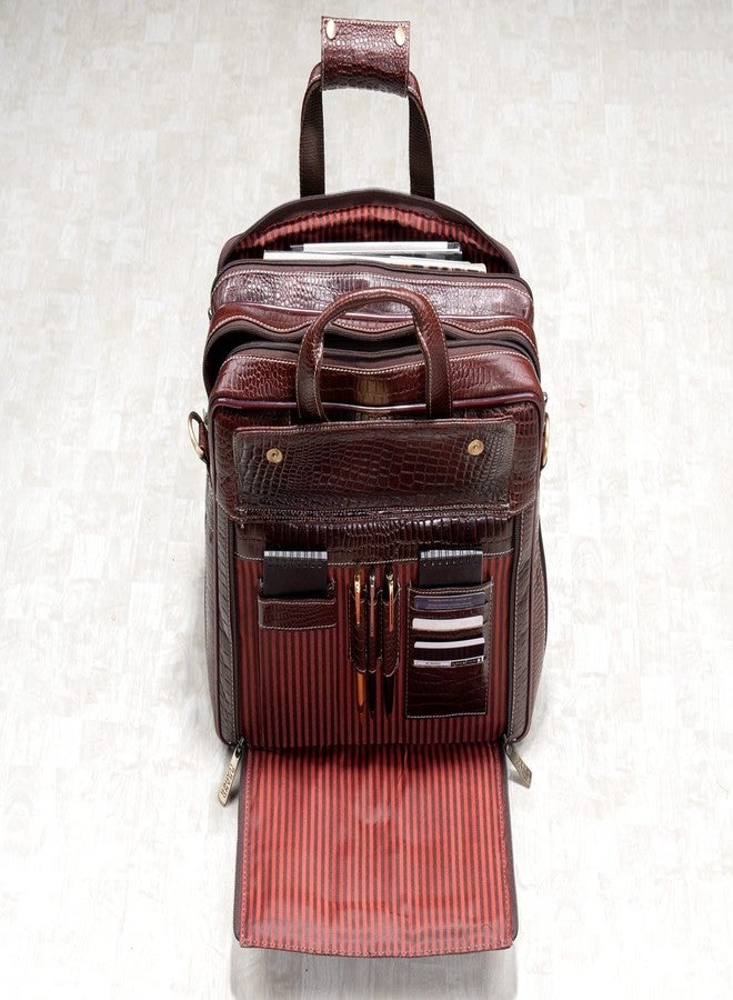 BRAND LEATHER Mens 15.6 Inch Expandable Laptop Messenger Bag, Brown - Image 5