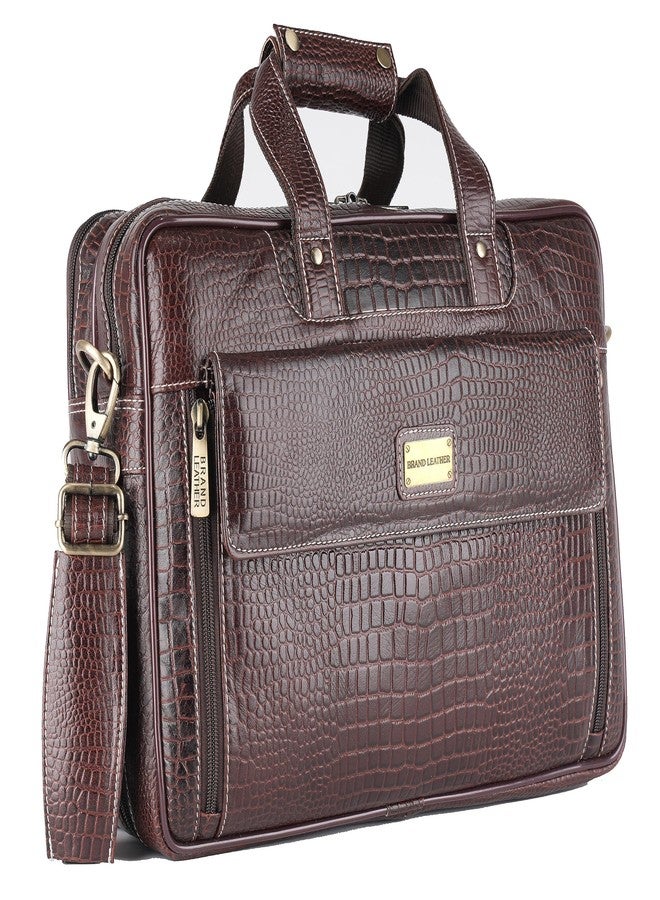 BRAND LEATHER Mens 15.6 Inch Expandable Laptop Messenger Bag, Brown - Image 1