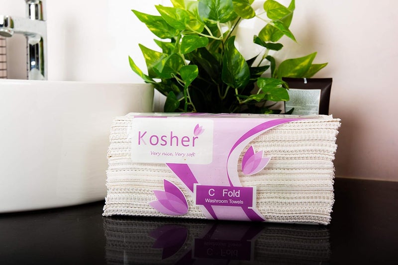 Kosher C-Fold Paper Tissue/Restroom Towel Pack of 6 |150 Sheets each | (Total 900 Sheets) - Image 2