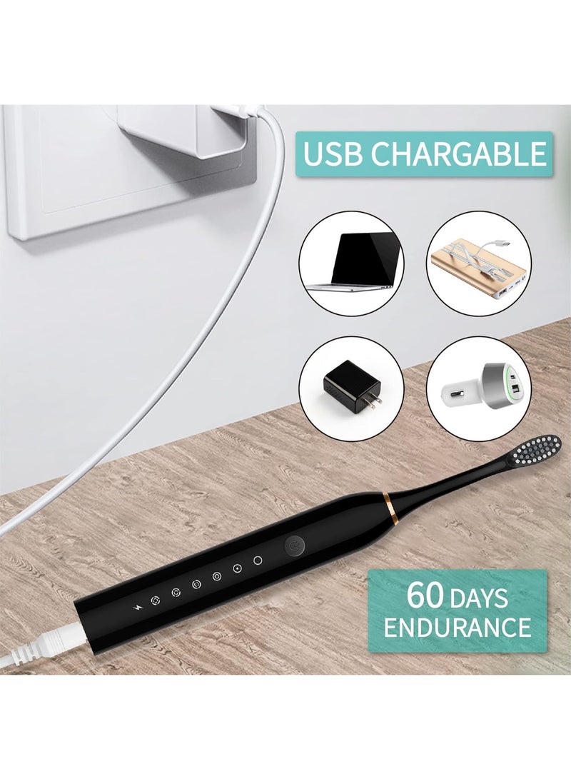 VOGMAX Sonic Electric Toothbrush for Adults - High Power Rechargeable Toothbrush, 6 Modes, 4-Hour Quick Charge for 60 Days, Black - Image 4