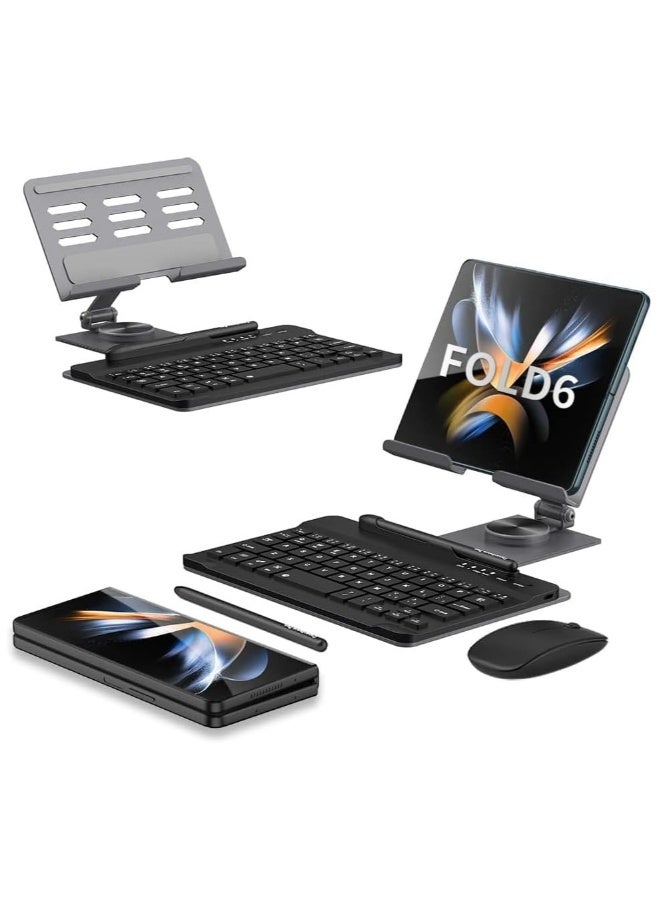 Folding Bracket Compatible with Samsung Galaxy Z Fold 6 5G Bluetooth keyboard Holder Desk Rotation Stand Desktop for Fold 6 - Image 1