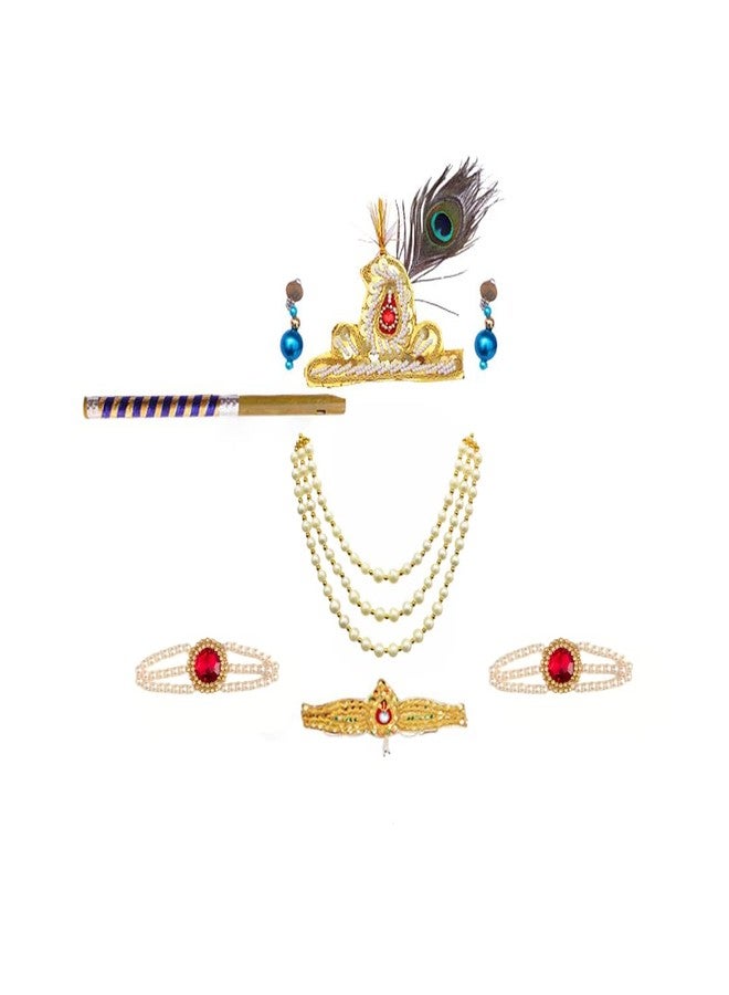 DESI ANDAAZ Krishna Dress for Kids - Fancy Dress for Boys & Girls | Bal Krishna Dress with Mukut, Flute & Accessories (Set of 10)| Janmashtami - Image 4