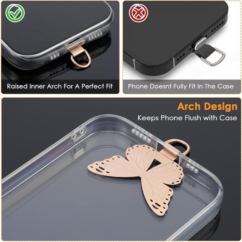 X spring Phone Tether Tabs, 3PCS Metal Butterfly Tabs for Phone Lanyard Straps, Durable Strap Connectors Compatible with Full Coverage Cases and Charm Hooks - Image 3