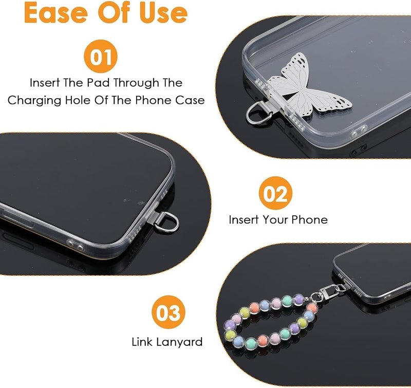 X spring Phone Tether Tabs, 3PCS Metal Butterfly Tabs for Phone Lanyard Straps, Durable Strap Connectors Compatible with Full Coverage Cases and Charm Hooks - Image 4