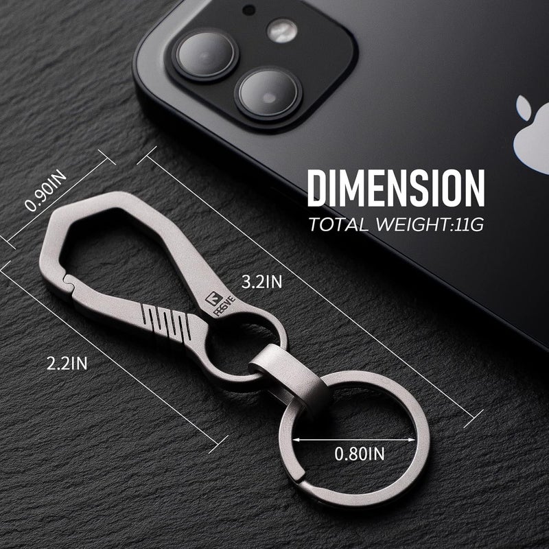 FEGVE Titanium Small Carabiner Keychain Clip,Key Chain Clip with Key Ring for Men(Tai-A/1pcs) - Image 4
