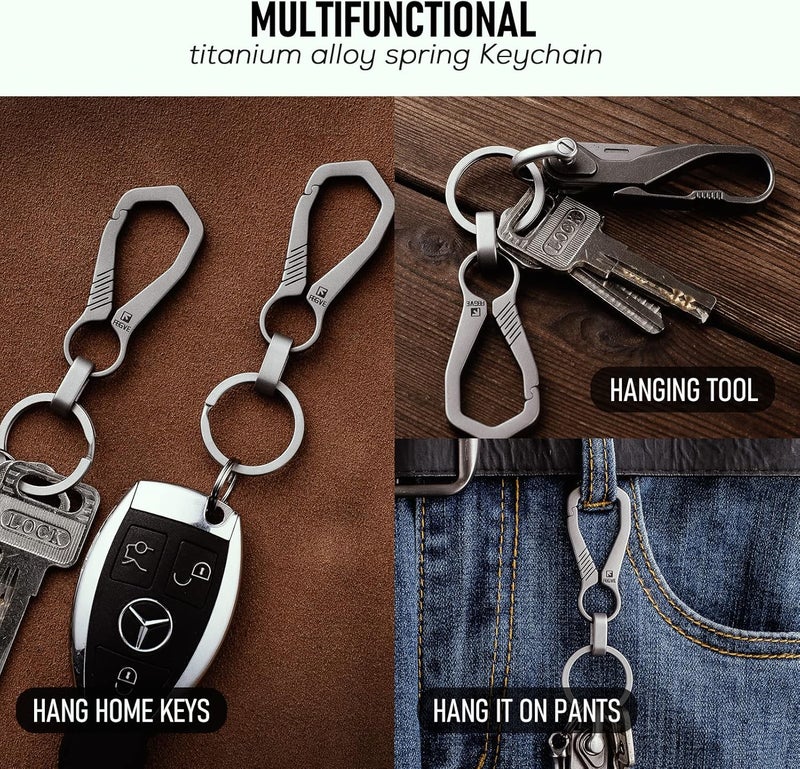 FEGVE Titanium Small Carabiner Keychain Clip,Key Chain Clip with Key Ring for Men(Tai-A/1pcs) - Image 1
