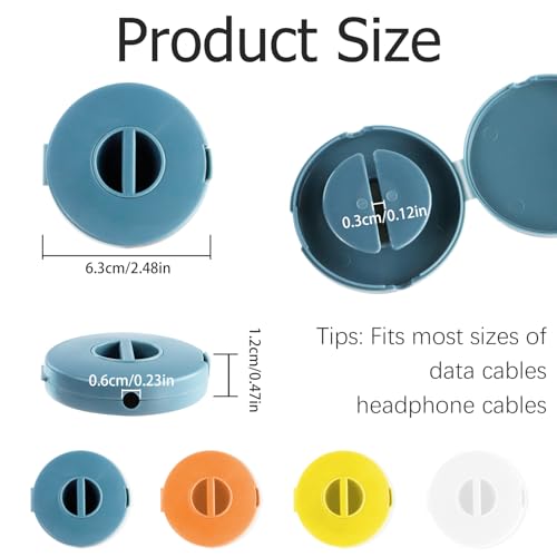 SITAKE 4PCS Cable Management, Retractable Portable Cord Organizer, 4 Colors Flexible Cable Organizer for Home Office Classroom (Round) - Image 5